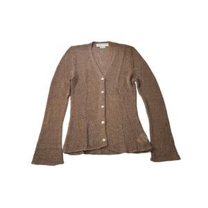 MARIELLA BURANI Vintage Small Brown Knit Cardigan with Flared Cuffs – 1990s